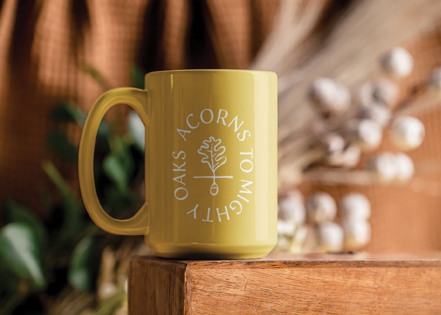 yellow cup on a table