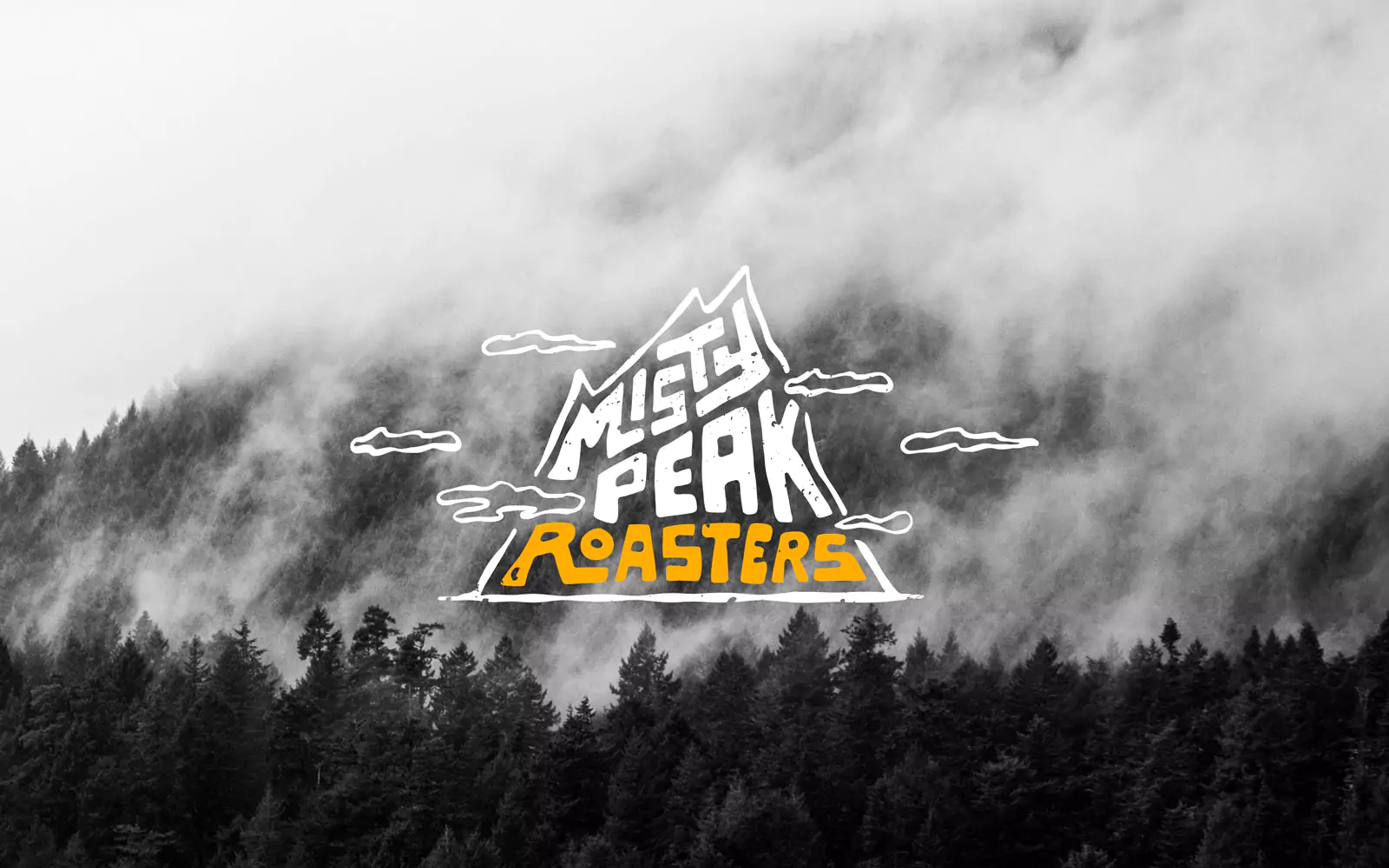 misty mountain and logo