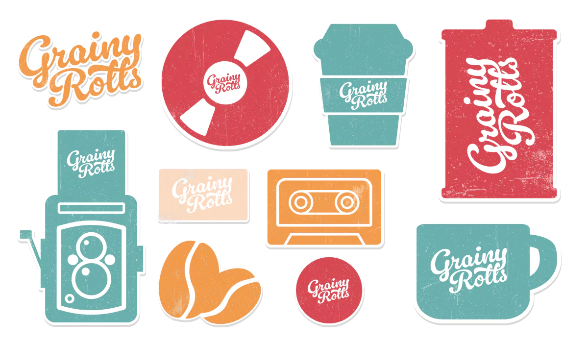 Grainy rolls stickers sheet